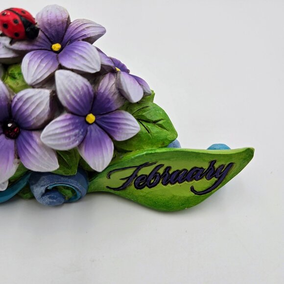 Jim Shore February Birth Month Violet Amethyst Flower Figurine 2014 Read - Picture 5 of 10